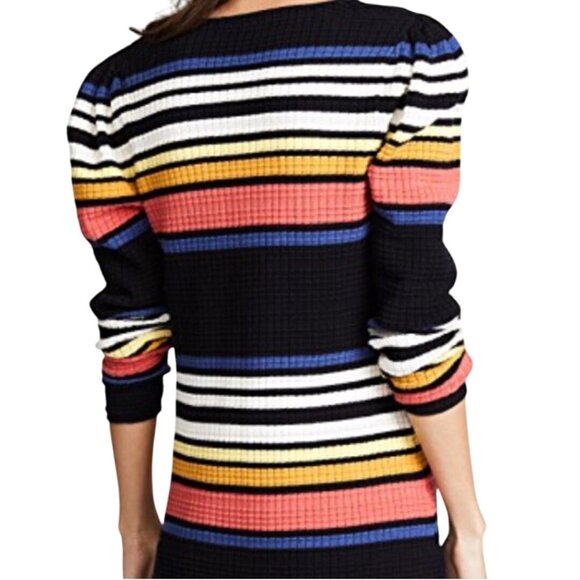 Free People Gidget Sweater Dress V Neck Long Puff Sleeve Retro Size XS - Picture 4 of 15